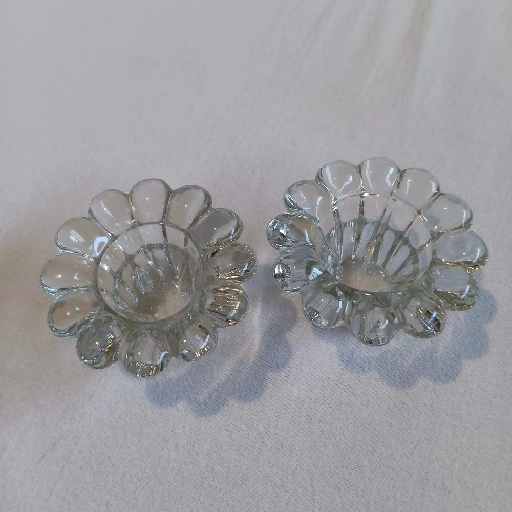 Elegant 2pc Clear Collevtors Crystal Galleries Candleholder Set